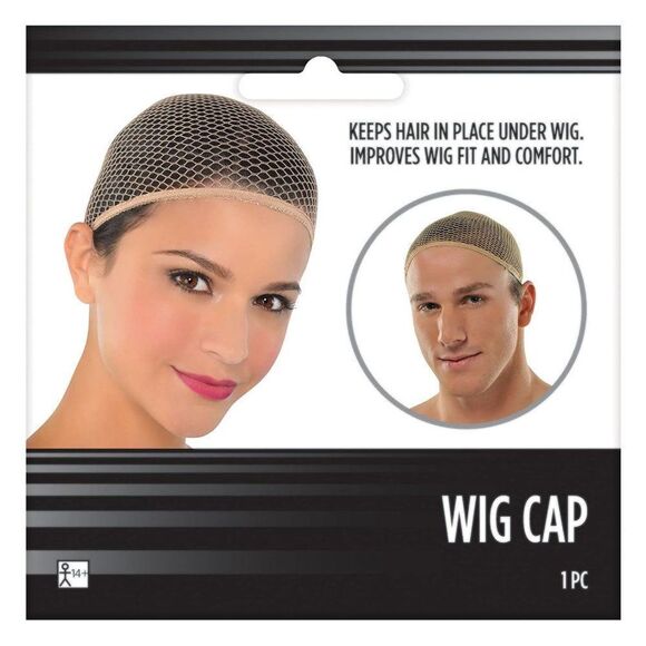 Amscan Unisex Teens & Adults Fit Brown Nylon Wig Cap - One Size 1-Piece - Picture 2 of 3